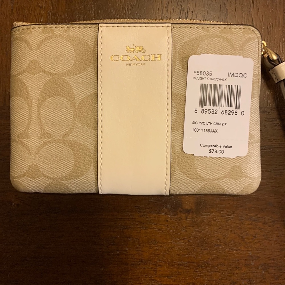 COPY - Coach Signature PVC Small Corner Zip Wrist…